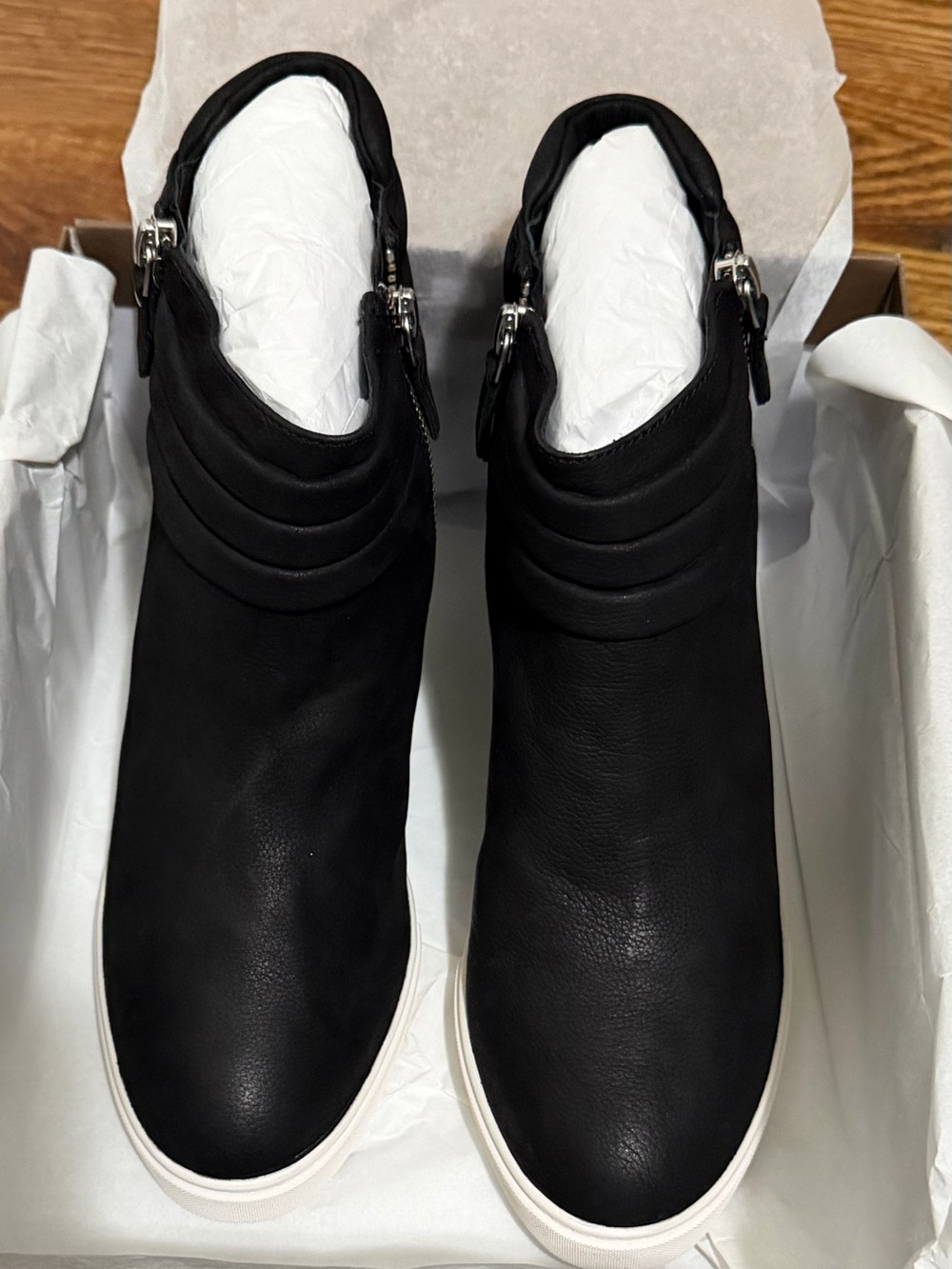 Paolo Black Slip-On Quilted Sneaker Boot with White Sole